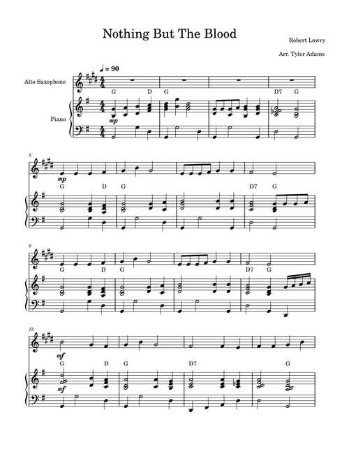 Nothing But The Blood (Alto Sax Solo and Piano) (Arr. Tyler Adams) - Robert Lowry (Alto Sax and Piano)