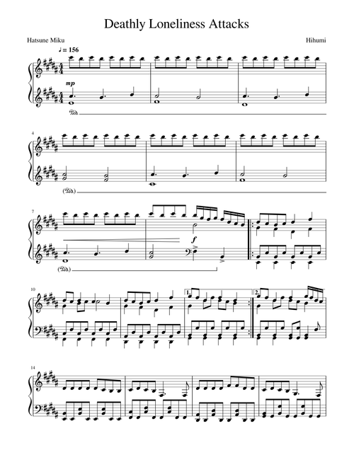 Deathly Lonlieness Attacks (猛独が襲う) Piano Arrangement