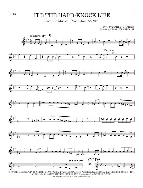 It's The Hard-Knock Life (from Annie) - Charles Strouse, Martin Charnin (French Horn Solo)
