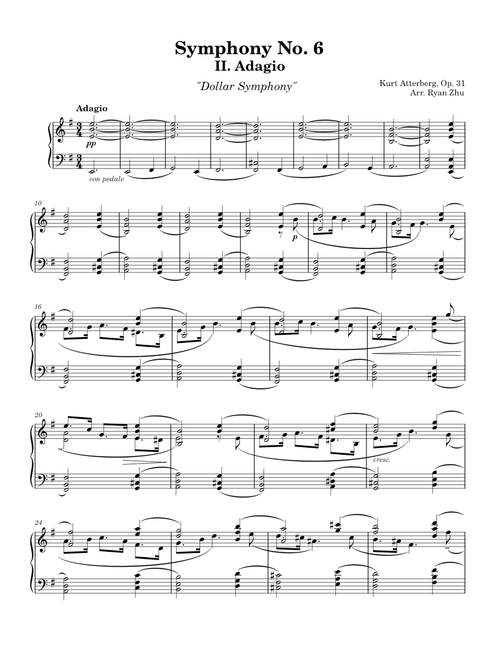 Atterberg - Symphony No. 6 "Dollar Symphony" | II - Adagio | Piano Solo