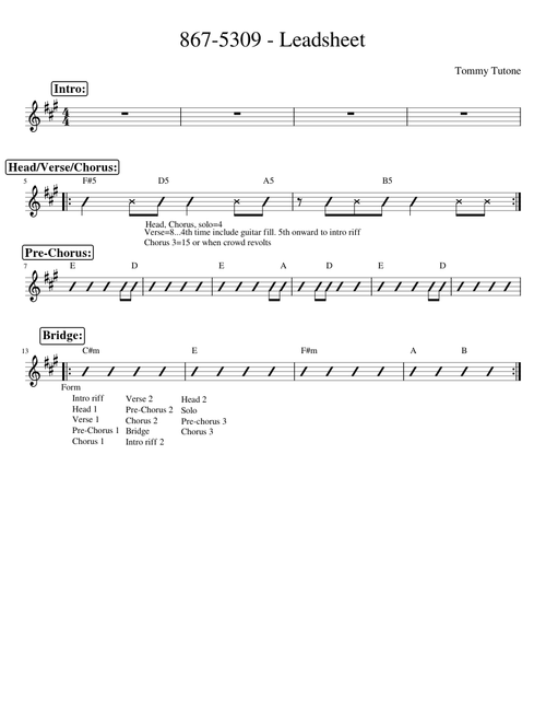 867-5309 - Leadsheet