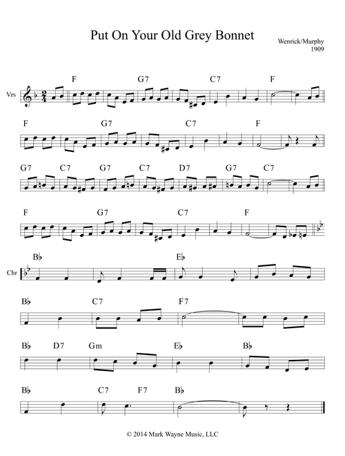 Put On Your Old Grey Bonnet (Arr. Mark Huxhold) - Wenrick/Murphy (Lead Sheet - Fake Book)