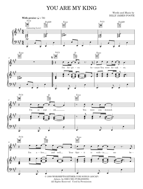 You are my king - Newsboys (Piano-Vocal-Guitar)