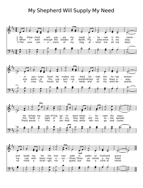 My shepherd will supply my need - Isaac Watts