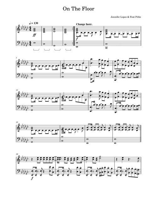 On The Floor (Arr. Jennifer Lopez Featuring Pitbull) (Piano Solo)
