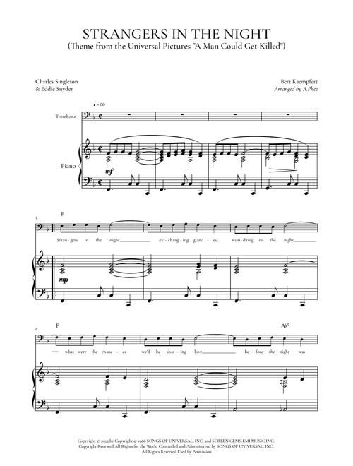 Strangers In The Night (Arr. Phee) - Frank Sinatra (Trombone and Piano)