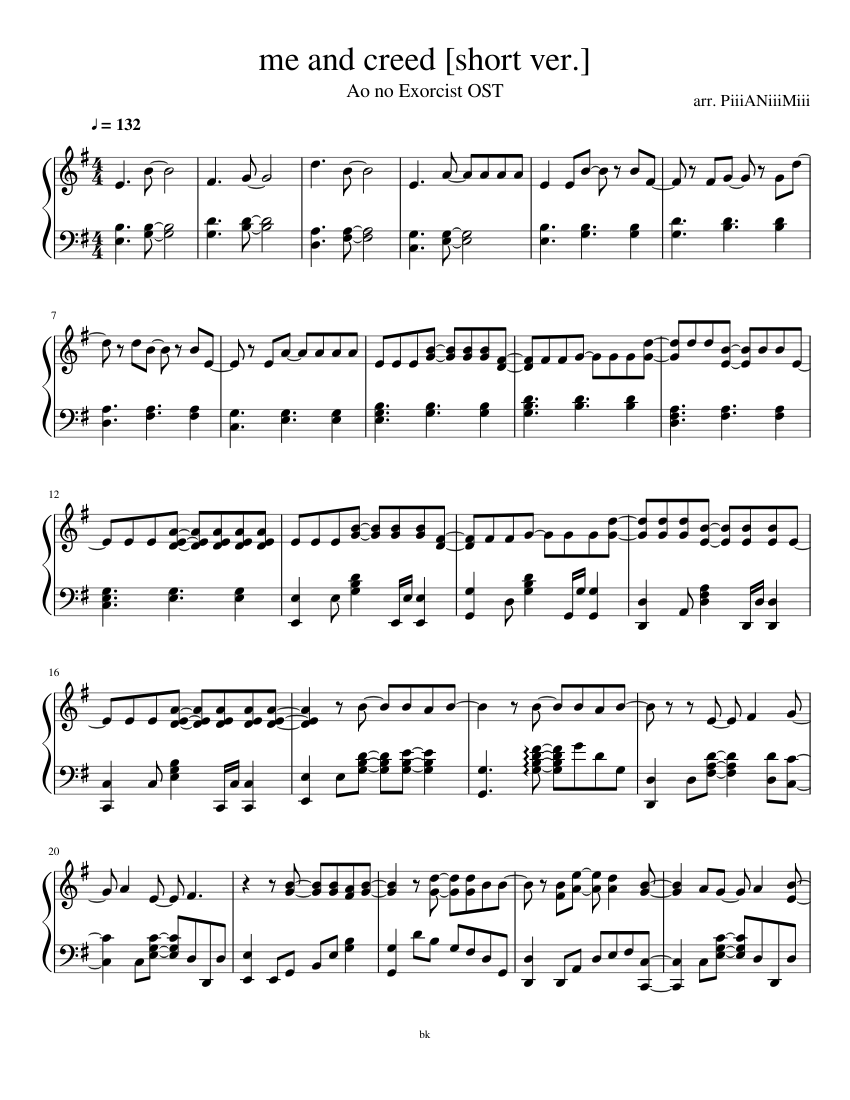 Me and creed [short ver.] Sheet Music for Piano (Solo) | MuseScore.com