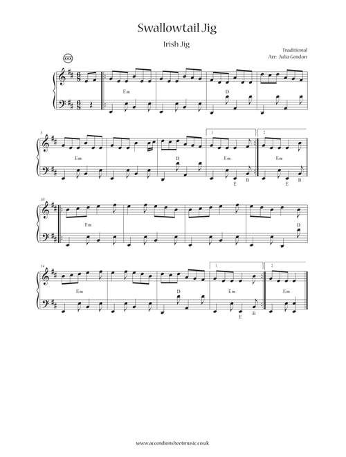 Swallowtail Jig (Arr. Julia Gordon) - Traditional (Instrumental Solo)