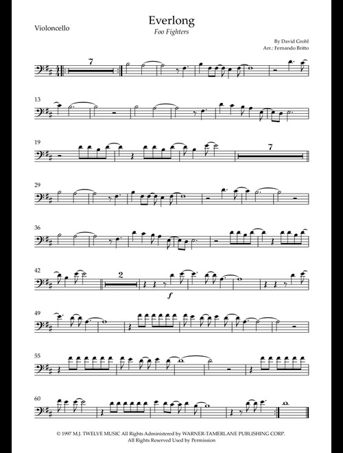 Everlong (Arr. Fernando Britto) - Foo Fighters (Cello Solo)