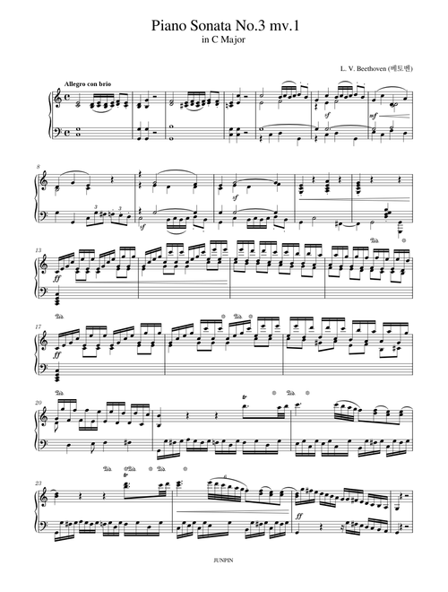 Piano Sonata No.3 mv.1 in C Major - L. v. Beethoven