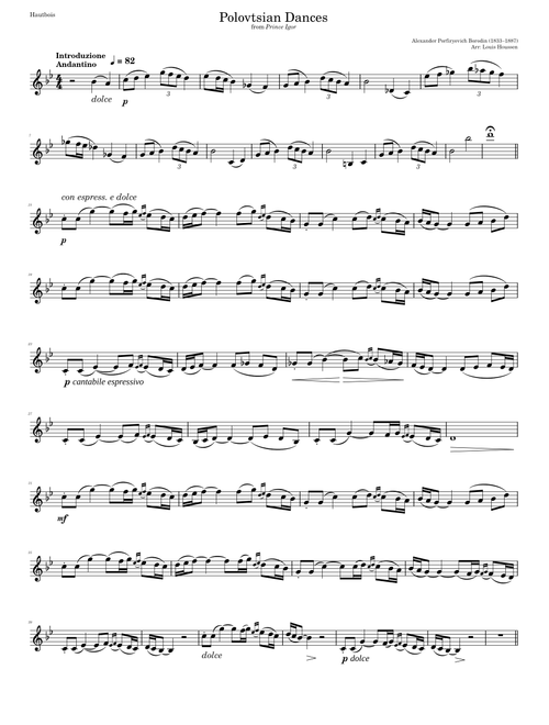 Polovtsian Dances – Aleksandr Borodin Andantino arr for Oboi