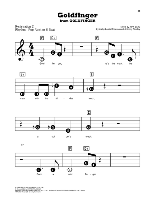Goldfinger - Shirley Bassey (E-Z Play Today)