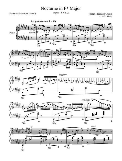Nocturne Opus 15 No. 2 in F♯ Major