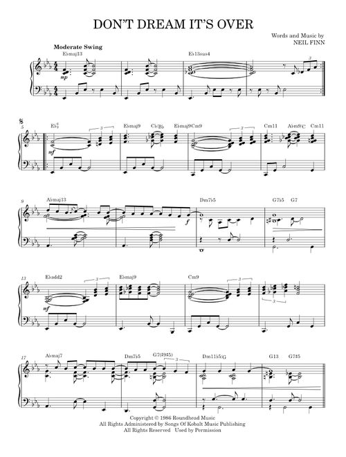 Don't Dream It's Over - Crowded House, Donny Osmond (Piano Solo)