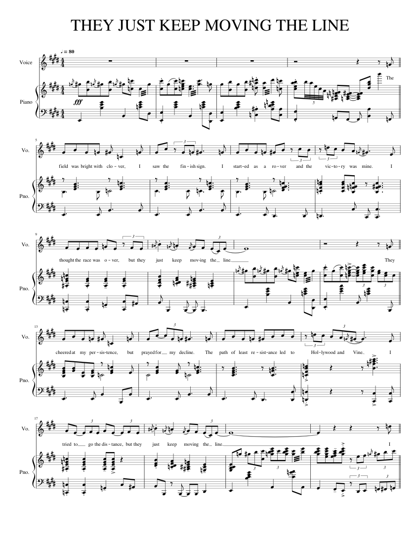 THEY_JUST_KEEP_MOVING_THE_LINE Sheet Music for Piano, Vocals (Piano