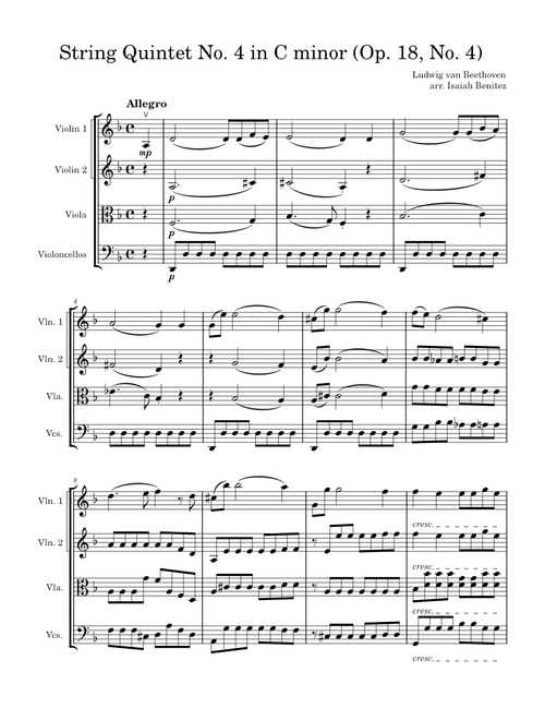 String Quartet No.4, Op.18 No.4 – Ludwig van Beethoven