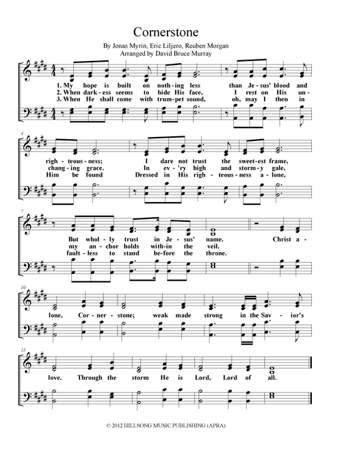 Cornerstone (Arr. David Bruce Murray) - Hillsong LIVE (Choral, SATB)