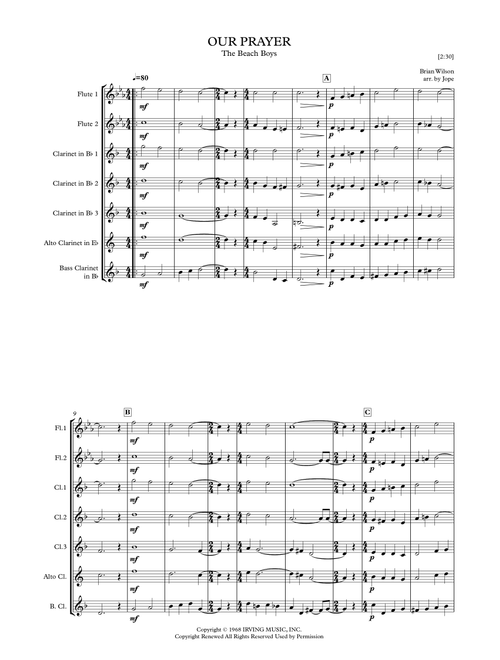 Our Prayer (Arr. Jope) - Brian Wilson (Woodwind Ensemble)