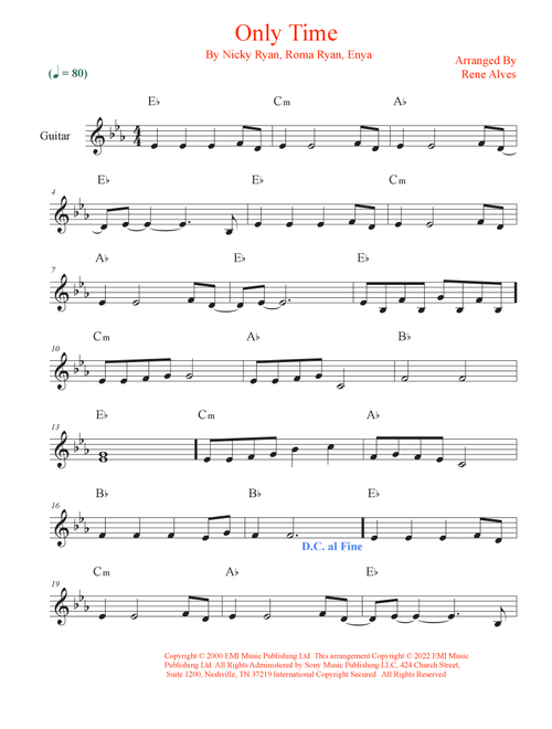 Only Time (Arr. Rene Alves) - Enya (Guitar and Piano)