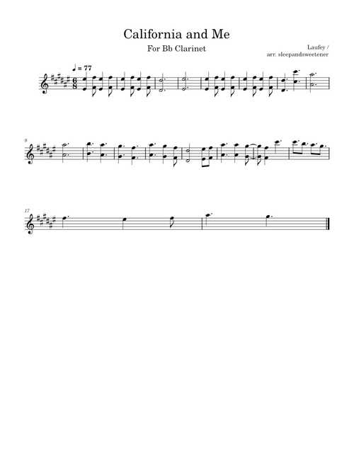 California and Me – Bb Clarinet