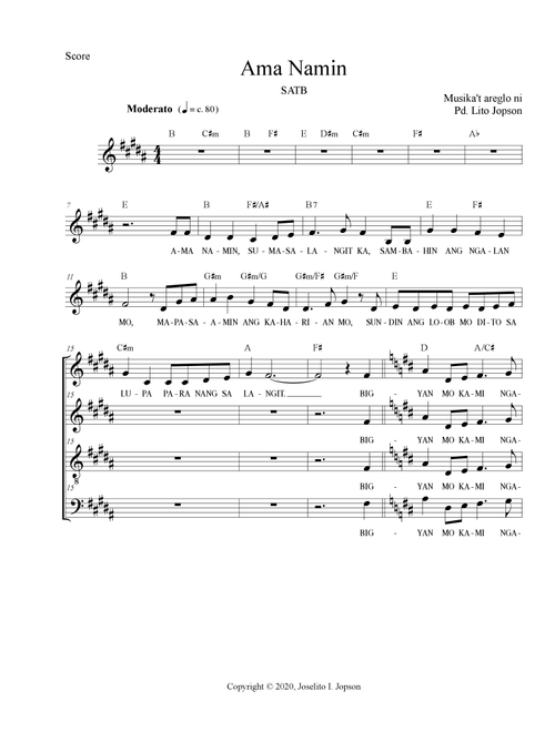 Ama Namin (SATB for Advent and Christmas) - Fr. Lito Jopson (Choral, SATB)