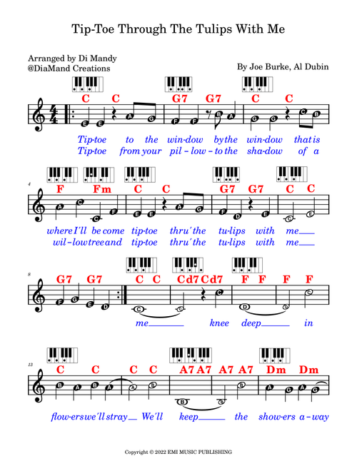 Tip Toe Through The Tulips With Me (Arr. Dianne Mandy) - Joe Burke (Lead Sheet - Fake Book)