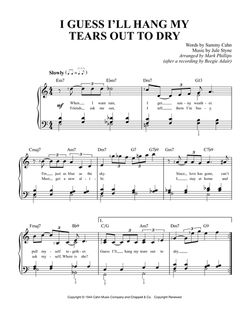 I Guess I'll Hang My Tears Out To Dry (Arr. Mark Phillips) - Dexter Gordon (Easy Piano)