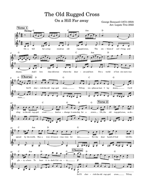 The Old Rugged Cross (Arr. Legato Trio) - George Bennard (1913) (Instrumental Duet)