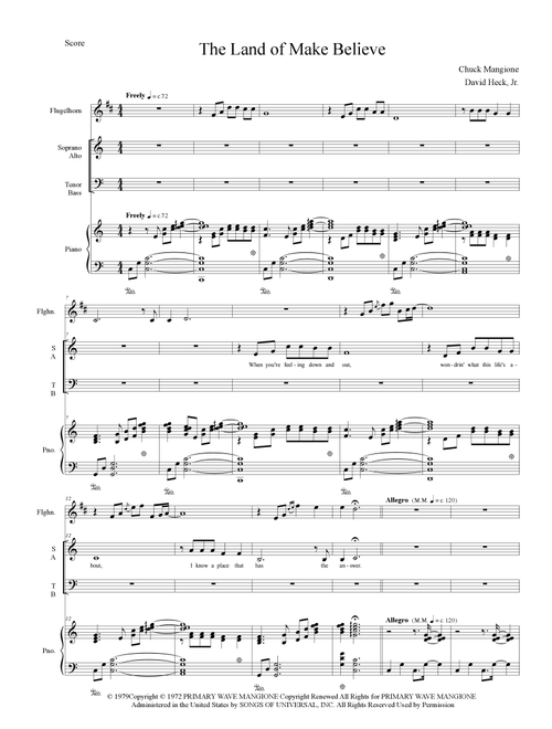 Land Of Make Believe (Arr. David Heck, Jr.) - Chuck Mangione (Choral, SATB)