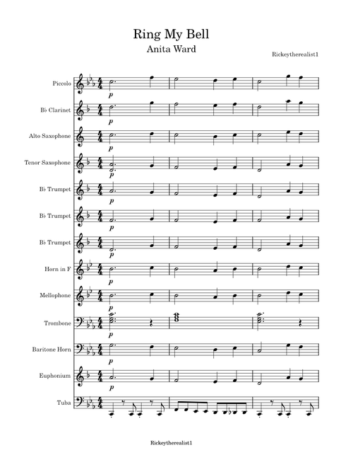 Anita Ward "Ring My Bell" Band Arrangement