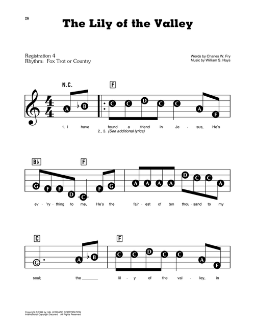 The Lily Of The Valley - Charles W Fry, William S Hays (E-Z Play Today)