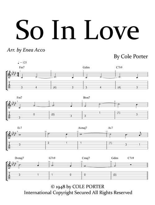 So In Love (Arr. Enea Acco) - Rob Schneiderman (Lead Sheet - Fake Book)