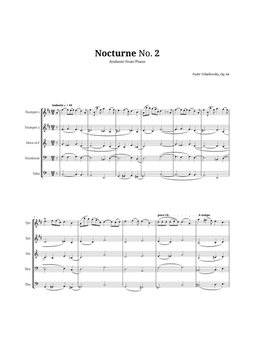 Nocturne by Chopin for Brass Quintet (Arr. Langanho) (Brass Ensemble)