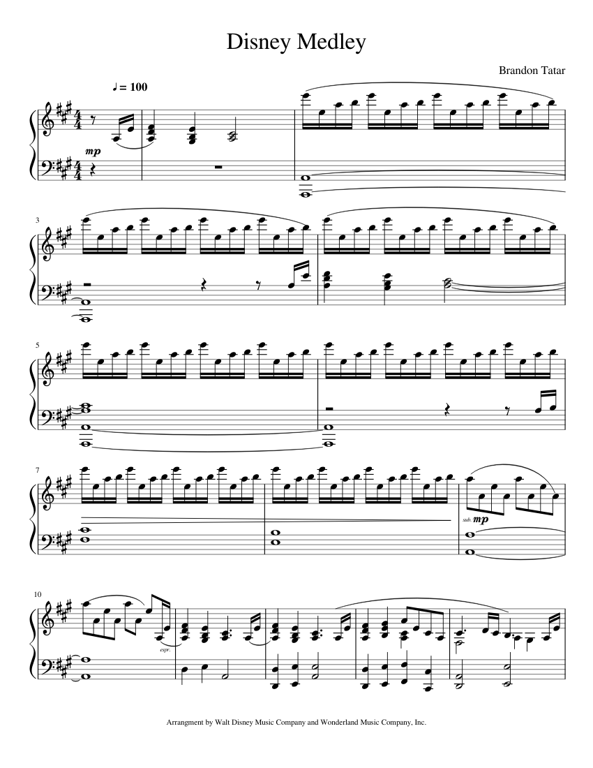 espina oasis Arenoso Disney Medley Sheet music for Piano (Solo) | Musescore.com