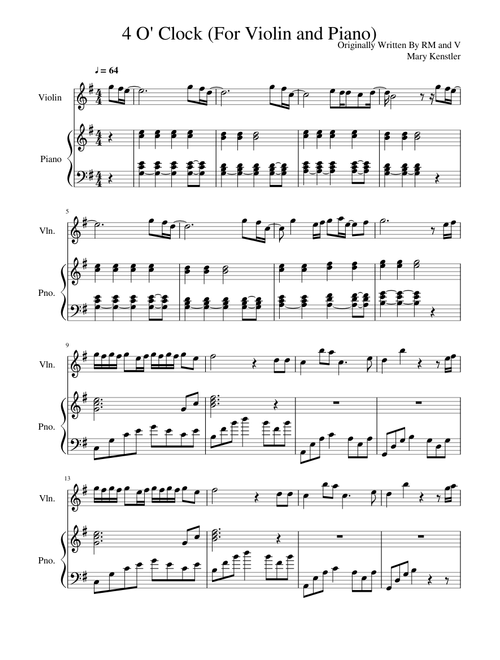 4 O' Clock (For Violin and Piano)
