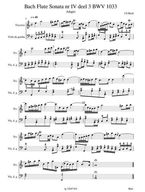Bach Flute Sonata in C major nr IV deel 3 BWV 1033