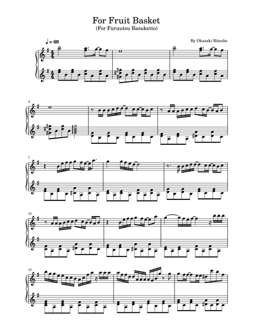 For Furuutsu Basuketto (Arr. poon) - Ritsuko Okazaki (Piano Solo)