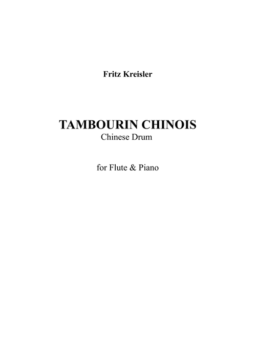 TAMBOURIN CHINOIS (Chinese Drum) for Flute & piano (Arr. Edmond Doko) (Flute and Piano)