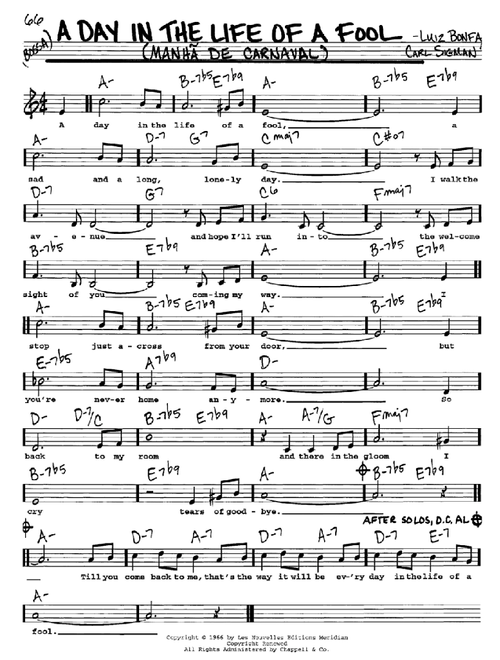 A Day In The Life Of A Fool (Manha De Carnaval) - Carl Sigman (Real Book - Melody-Chords-Lyrics)