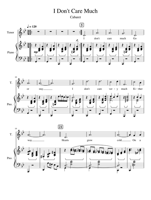 I Don't Care Much - John Kander and Fred Ebb