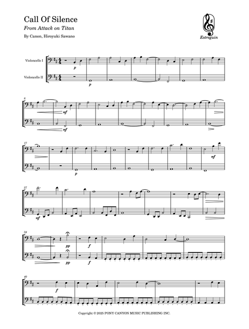 Call Of Silence (Arr. Estreguin) - Hiroyuki Sawano (Cello Duet)