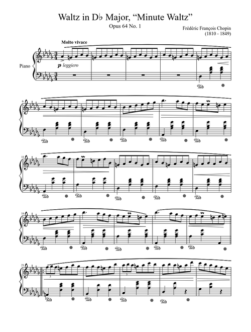 Waltz Opus 64, No. 1 in D♭ Major “Minute Waltz”