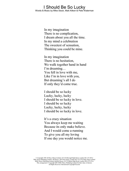 I Should Be So Lucky - Kylie Minogue (Lyrics)