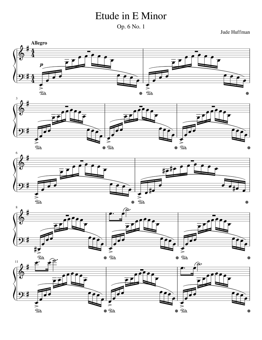 Etude in E Minor Sheet music for Piano (Solo) | Musescore.com