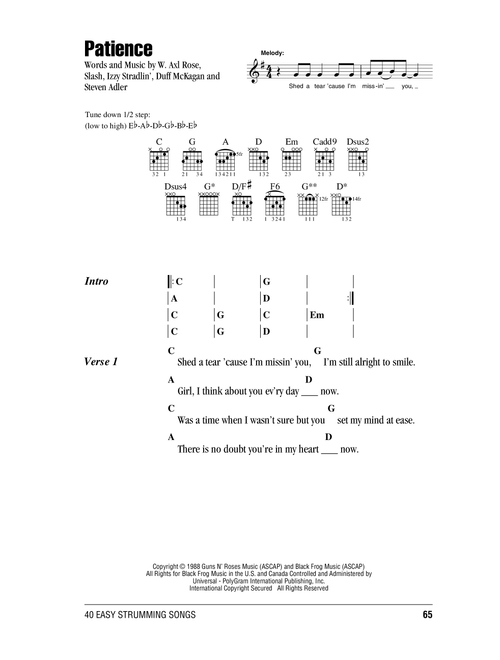 Patience - Guns N' Roses (Guitar Chords-Lyrics)