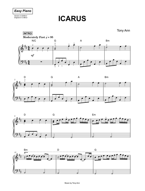 ICARUS - Tony Ann (Easy Piano)