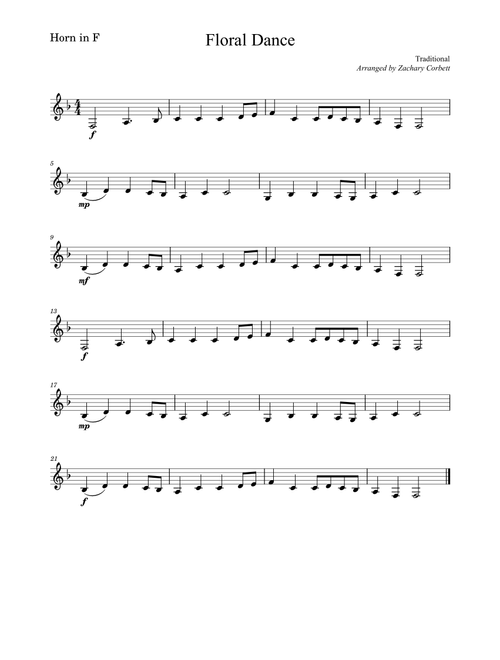 Floral Dance (Arr. Zachary Corbett) - Traditional (French Horn Solo)
