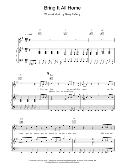 Bring It All Home - Gerry Rafferty (Piano-Vocal-Guitar (Piano Accompaniment))