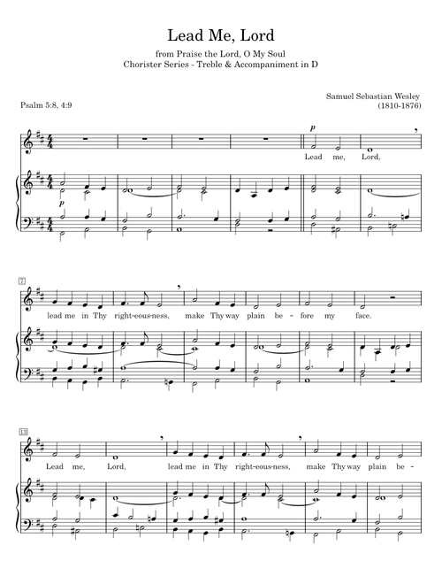 Lead Me, Lord - Samuel Sebastian Wesley