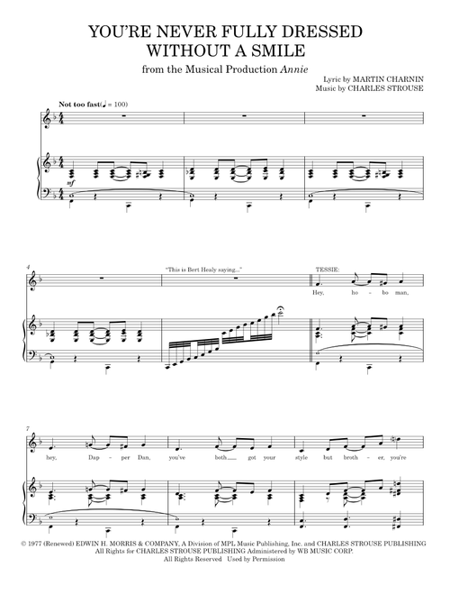You're Never Fully Dressed Without A Smile - Charles Strouse and Martin Charnin (Piano Vocal)
